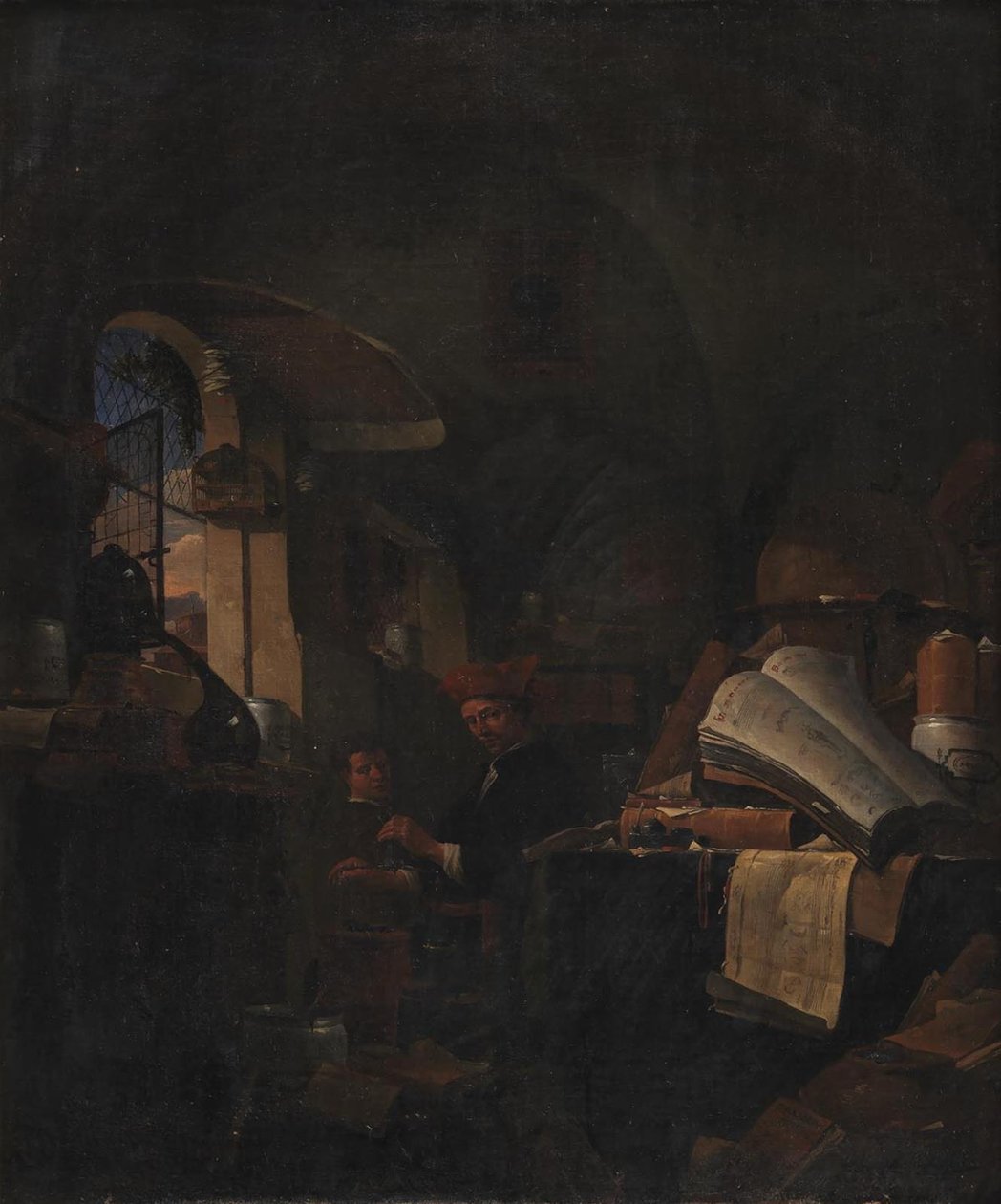 En alkymist i sit laboratorium af Thomas Wijck