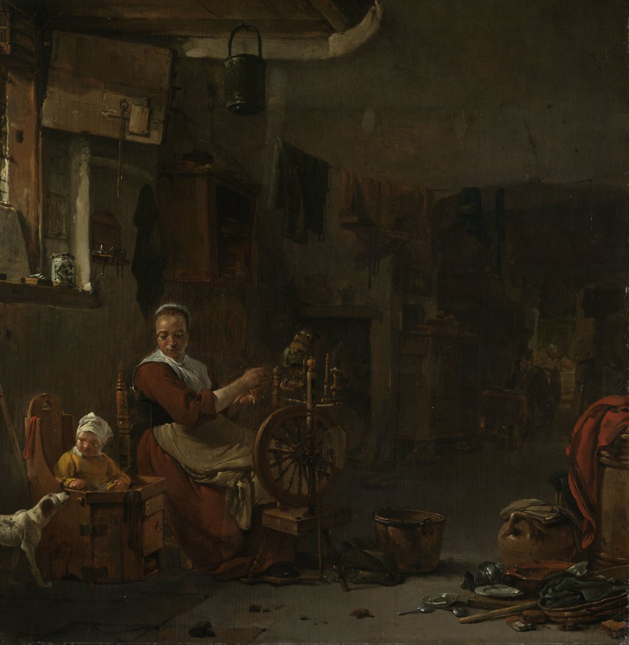 Bondekvinde Spinder af Thomas Wijck