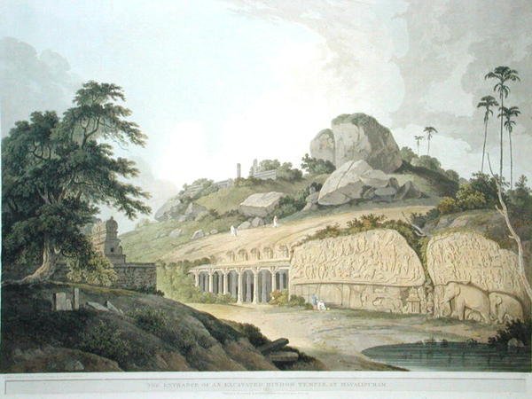 Indgangen til et udgravet hindoo-tempel ved Mavalipuram, plade 53 fra 