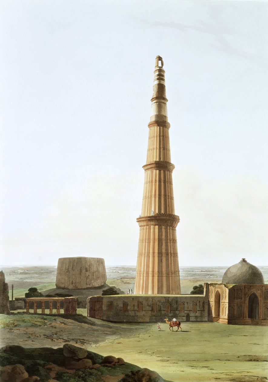 Qutb Minar nær Delhi af Thomas und William Daniell