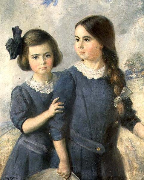 Portræt af Gwynneth og Norah Langton Thompson af Thomas William Roberts