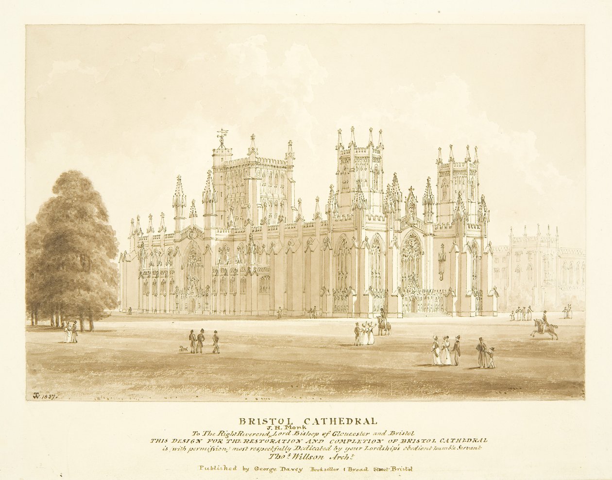 Design til restaurering og færdiggørelse af Bristol Cathedral af Thomas Willson