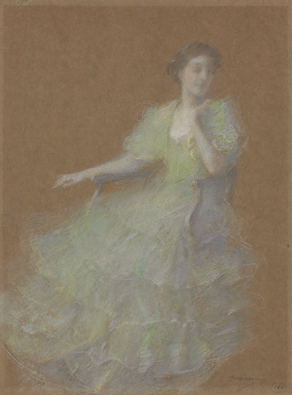 Grøn og guld, ca. 1923-1926 (pastel på papir) af Thomas Wilmer Dewing