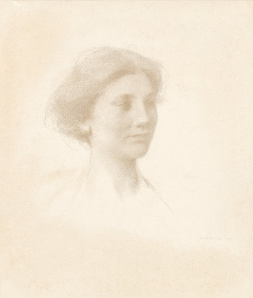 Hovedet af en pige af Thomas Wilmer Dewing