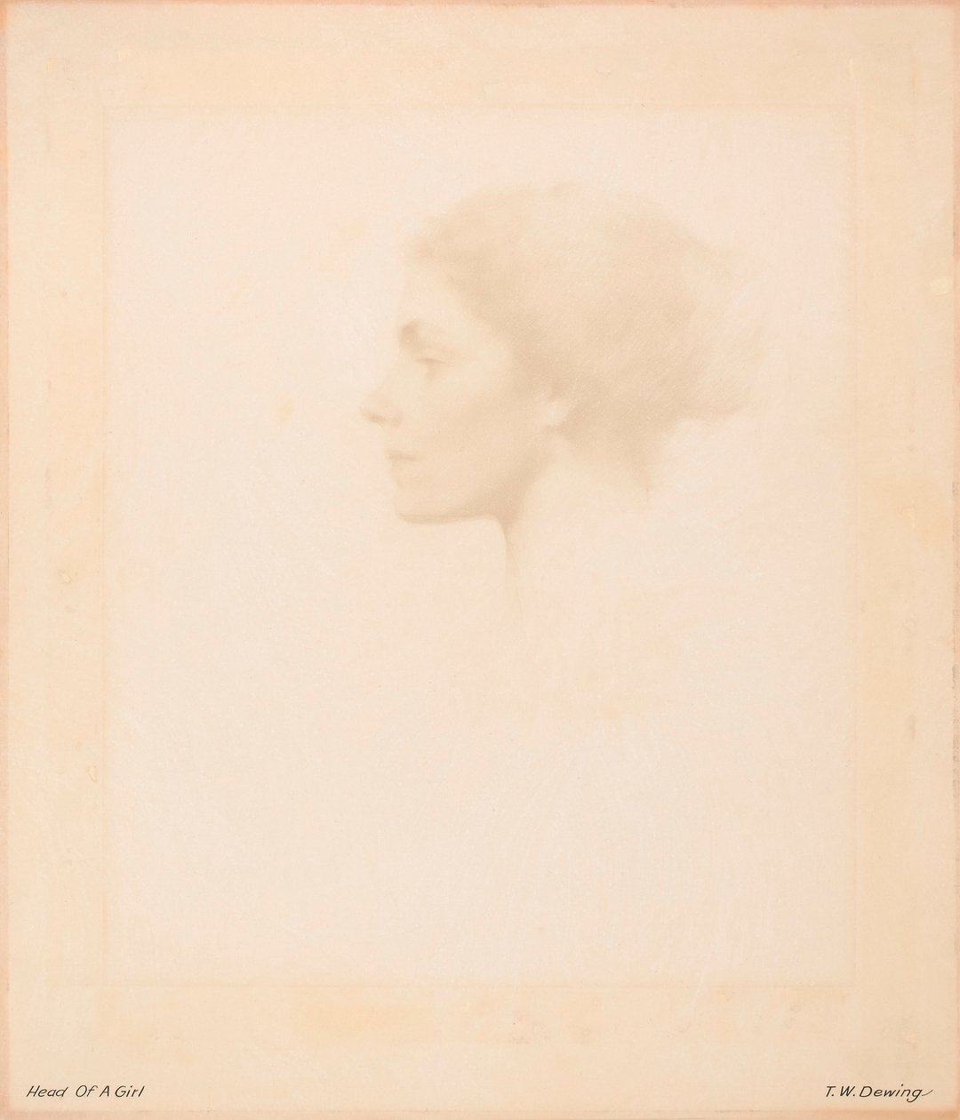 En piges hoved af Thomas Wilmer Dewing