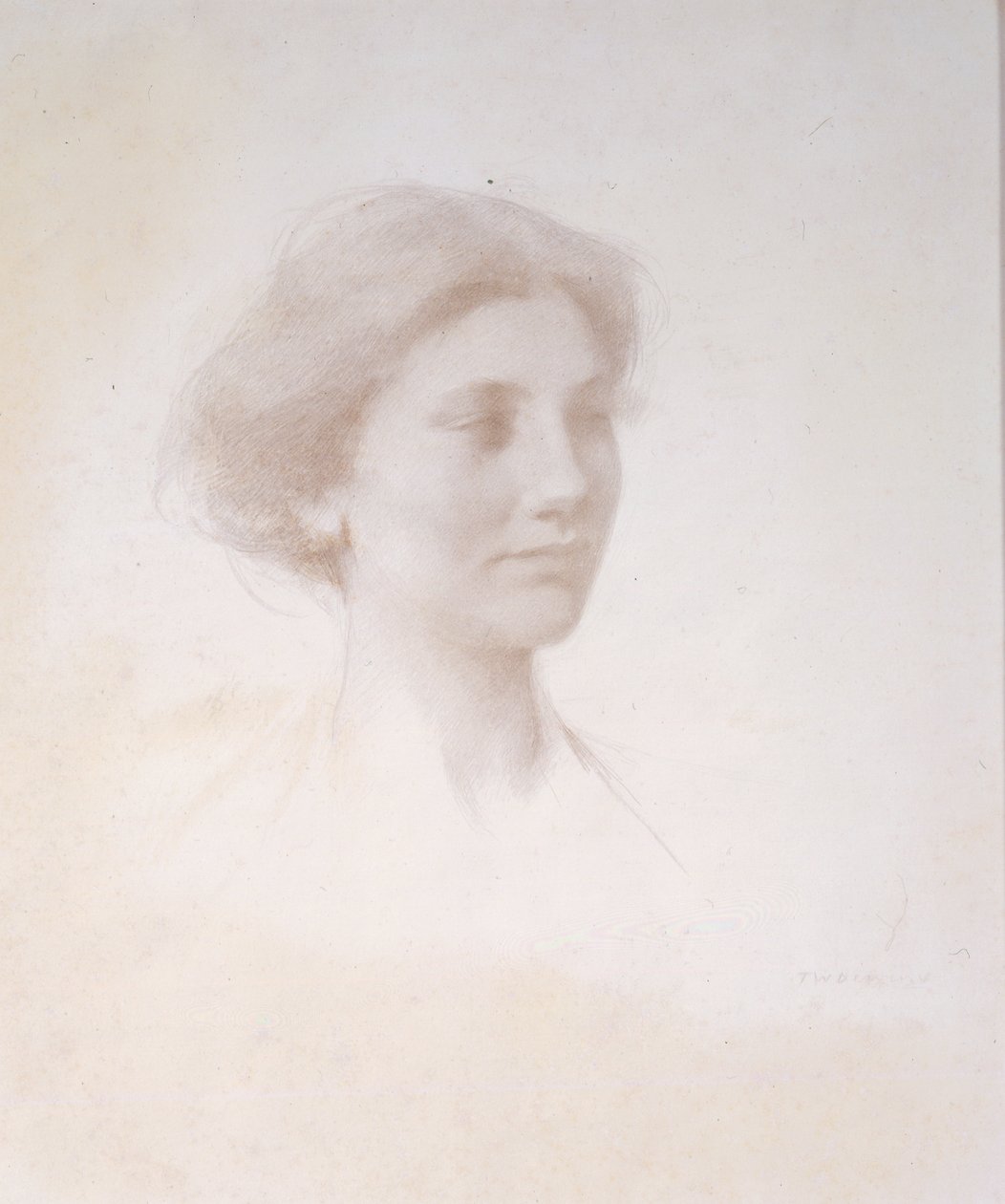 Head of a Girl, ca. 1909 (sølvspids på hvidt forberedt matbræt) af Thomas Wilmer Dewing