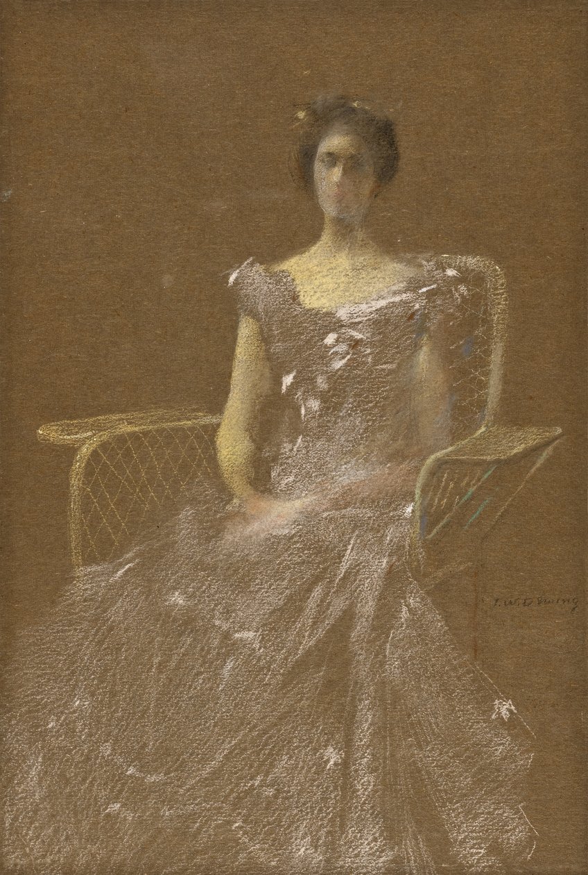 Dame i en rattanlænestol af Thomas Wilmer Dewing