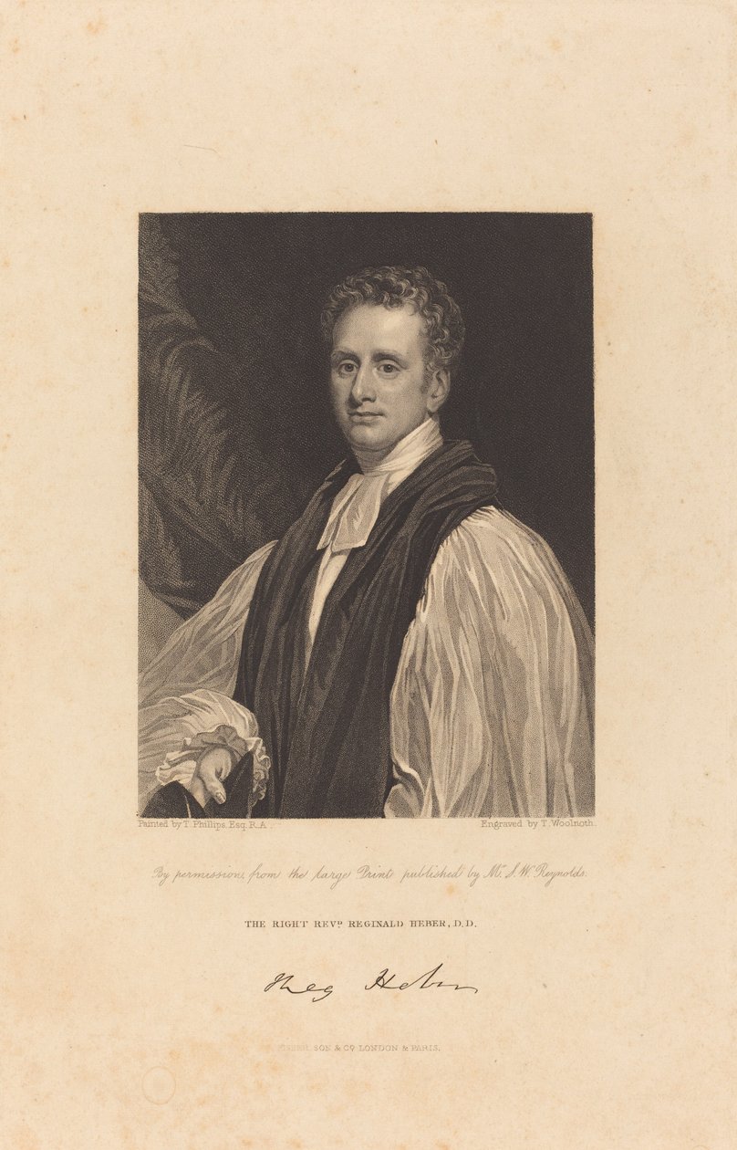 Rev. Reginald Heber, D.D. af Thomas Woolnoth after Thomas Phillips