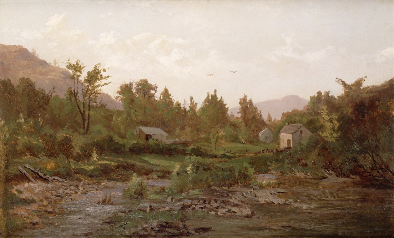 Landskab med træer og huse, 1890