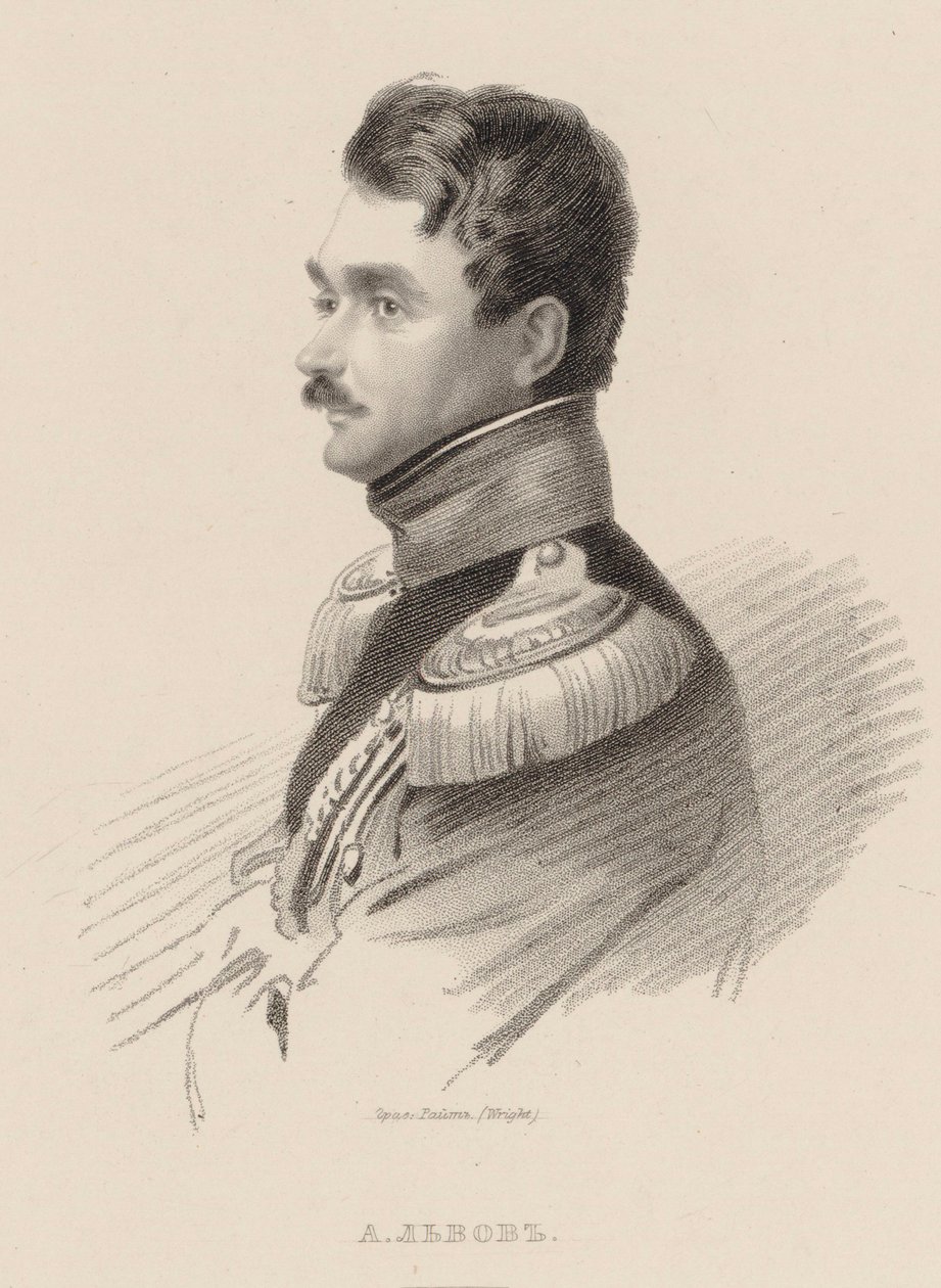 Portræt af komponisten Alexei Fyodorovich Lvov 1798-1870. af Thomas Wright