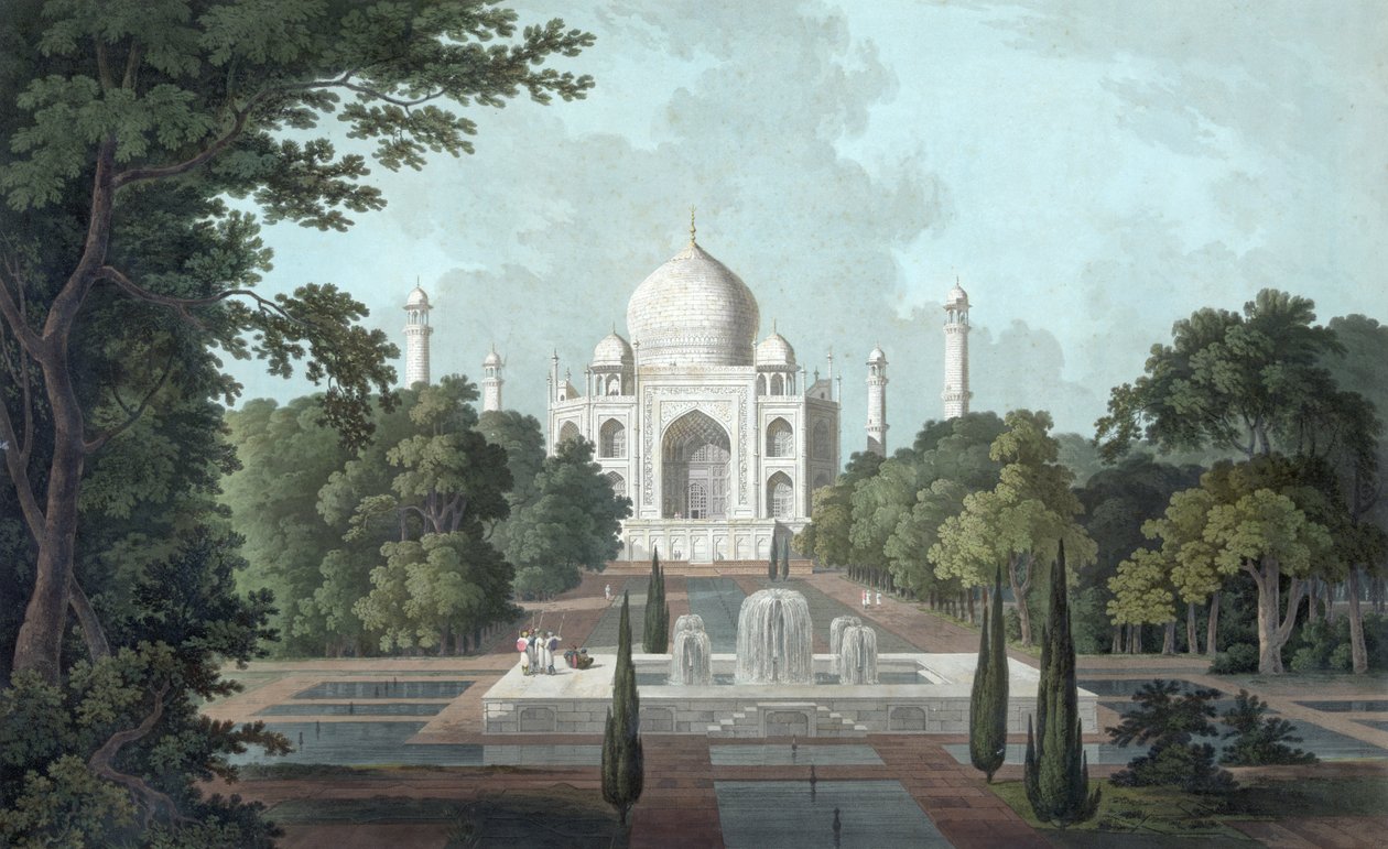 Udsigt over Taj Mahal af Thomas und William Daniell