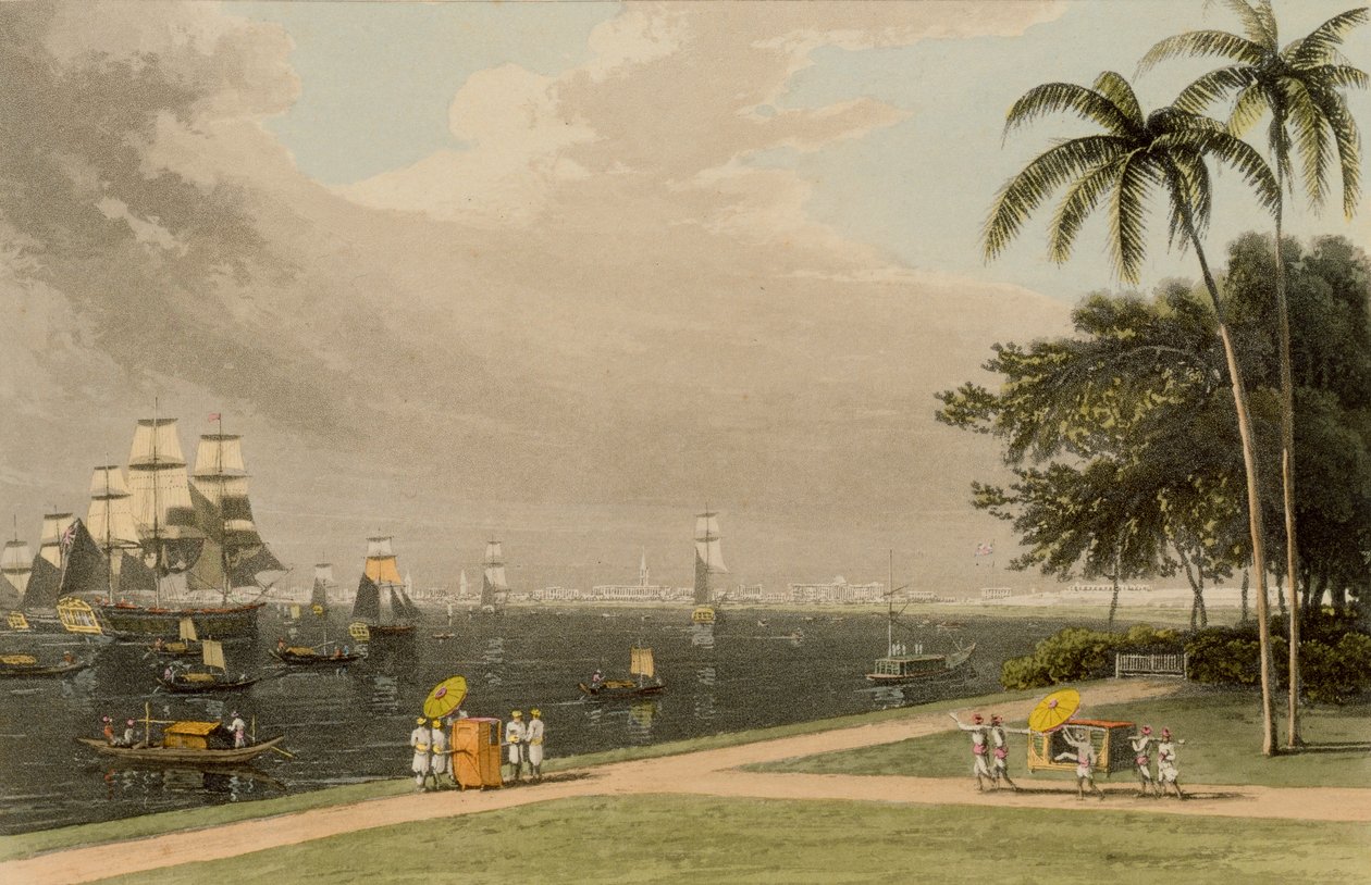 Udsigt over Calcutta fra Garden Reach, 1810 af Thomas und William Daniell