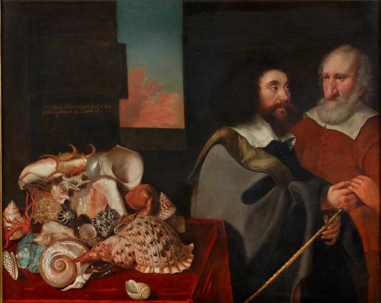 John Tradescant den yngre med Roger Friend og en samling af eksotiske skaller, 1645 af Thomas de Critz