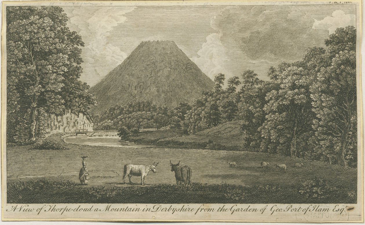Dovedale - Thorpe Cloud: gravering, nd [c 1790] (tryk) af Thomas of Derby (after) Smith