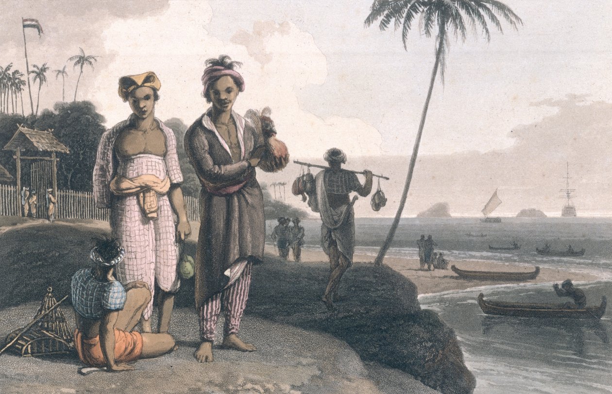 The Malays of Java, indgraveret af kunstnerne, pub. af Longman, Hurst, Rees og Orme, London, 1810 af Thomas und William Daniell