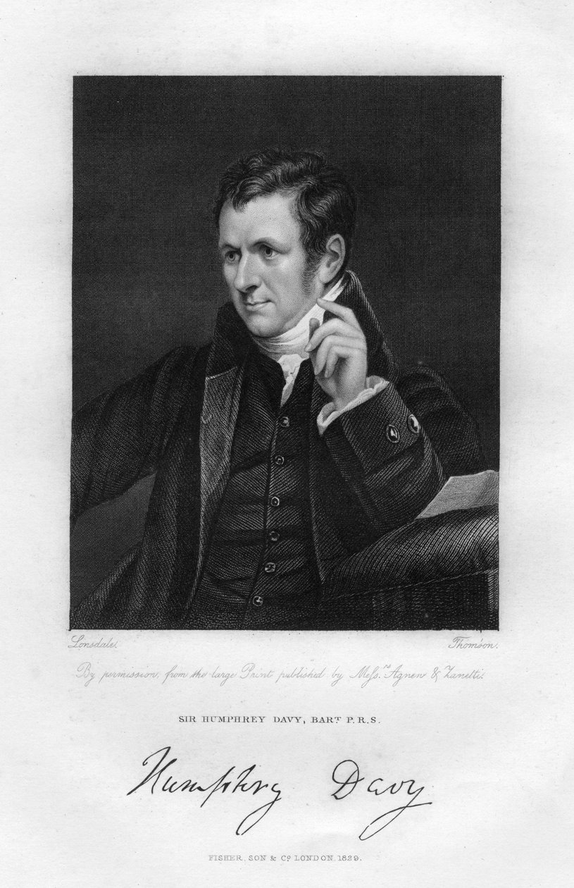 Sir Humphry Davy 1778-1829, engelsk kemiker og fysiker, 1800-tallet. af Thompson