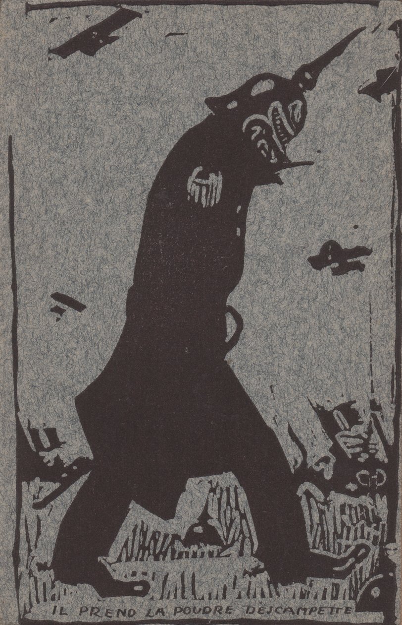 Han tager krudtet (træsnit på gråt papir) af Théophile Alexandre Steinlen