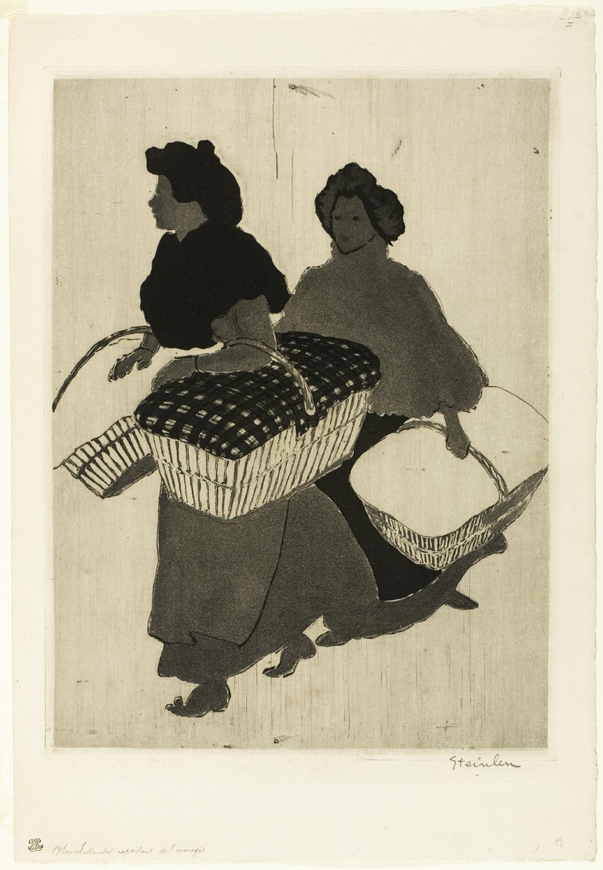 Vaskersker bærer deres arbejde tilbage af Théophile Alexandre Pierre Steinlen