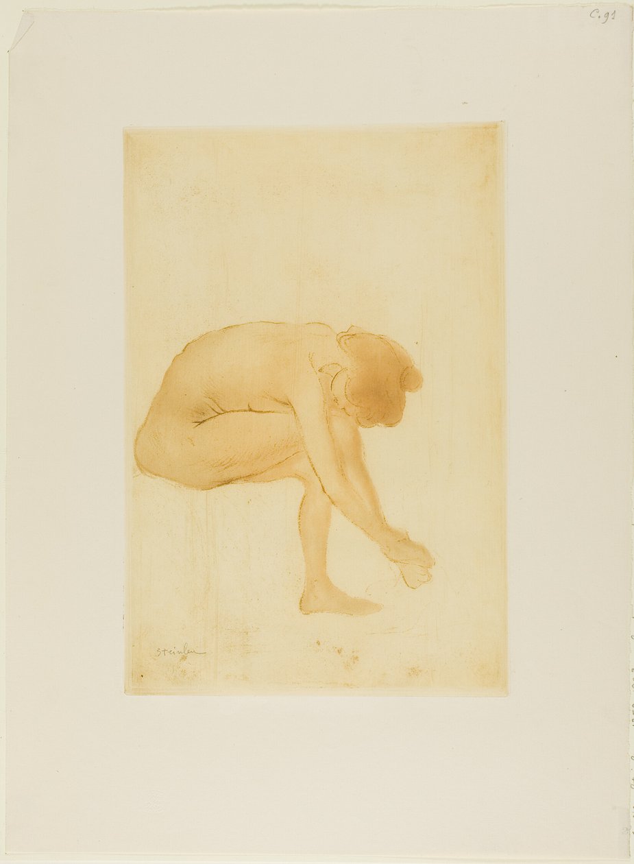 Siddende kvinde tørrer sine fødder af Théophile Alexandre Pierre Steinlen