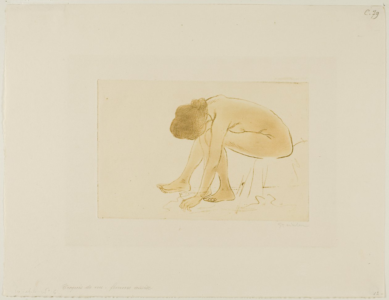Siddende kvinde tørrer sine fødder af Théophile Alexandre Pierre Steinlen
