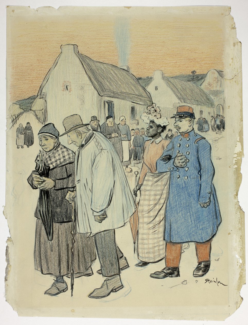 Gadebillede med to par af Théophile Alexandre Pierre Steinlen