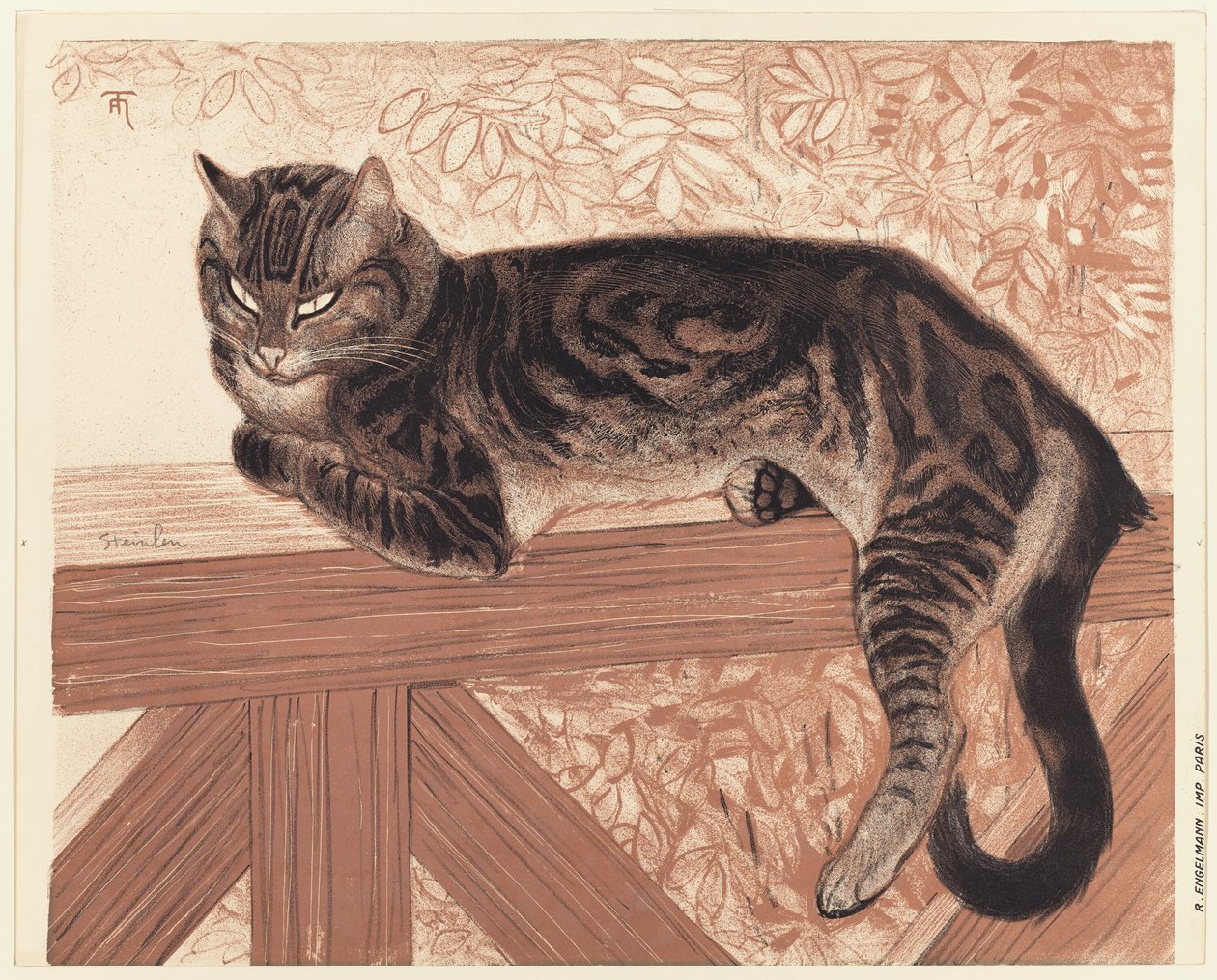 Sommer: Kat på en balustrade af Théophile Alexandre Pierre Steinlen