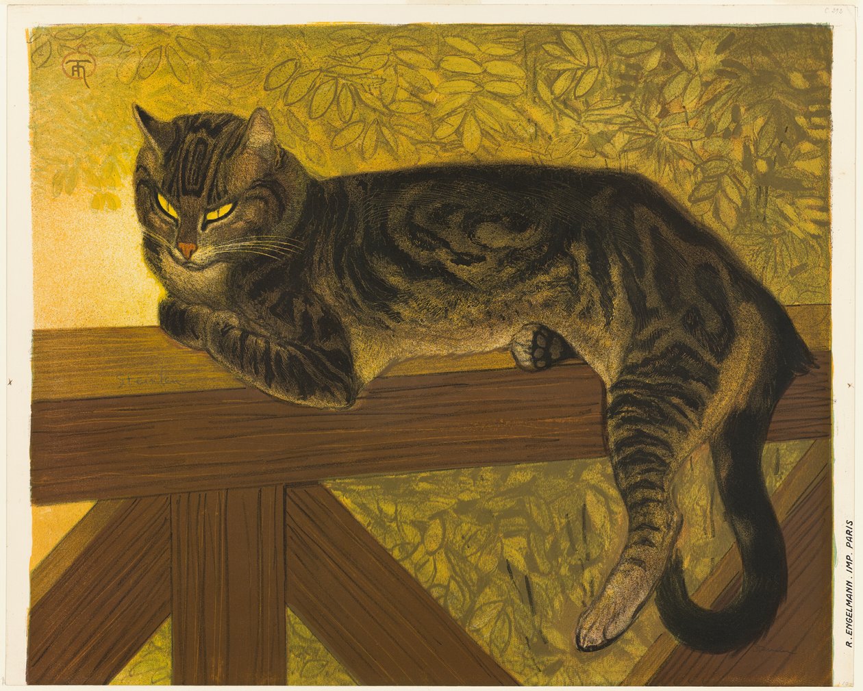 Sommer: Kat på en balustrade af Théophile Alexandre Pierre Steinlen