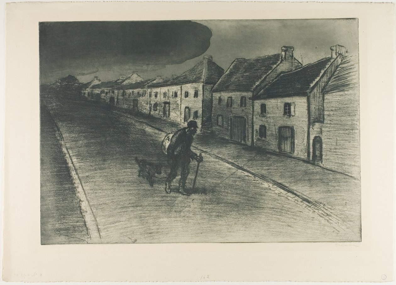 Vagabond på vej gennem en sovende landsby af Théophile Alexandre Pierre Steinlen