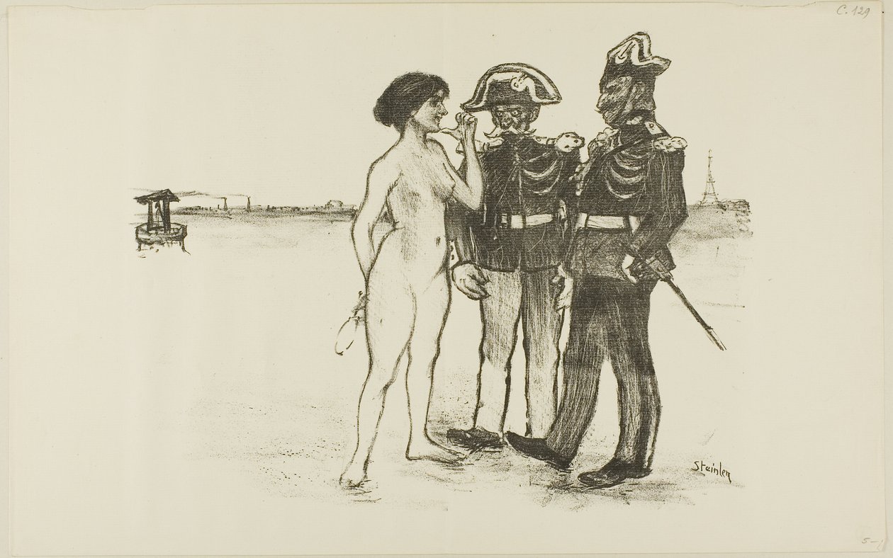 Sandheden og de to soldater af Théophile Alexandre Pierre Steinlen