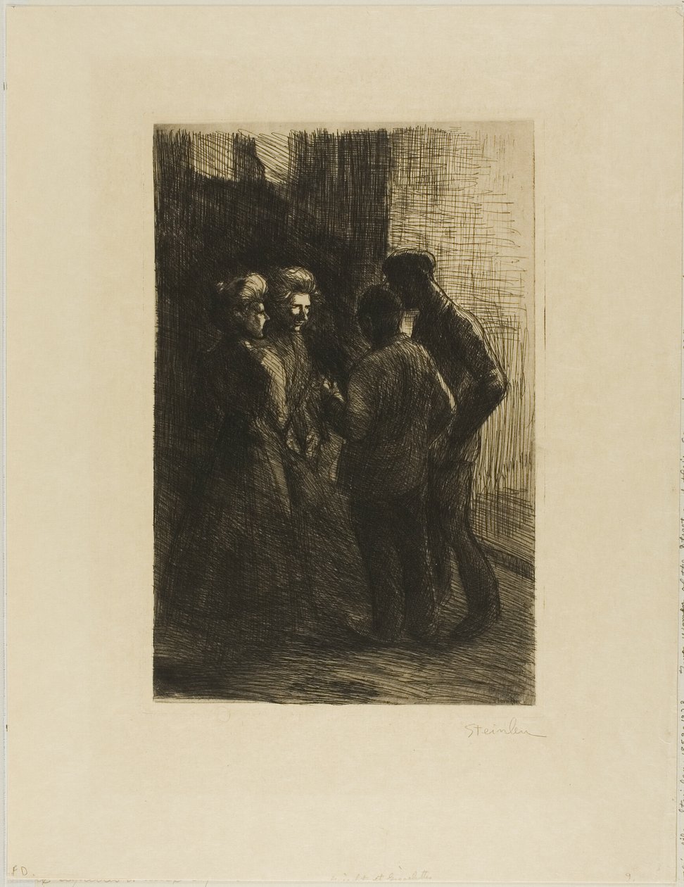 To kvinder fra gaden og deres ledsagere af Théophile Alexandre Pierre Steinlen