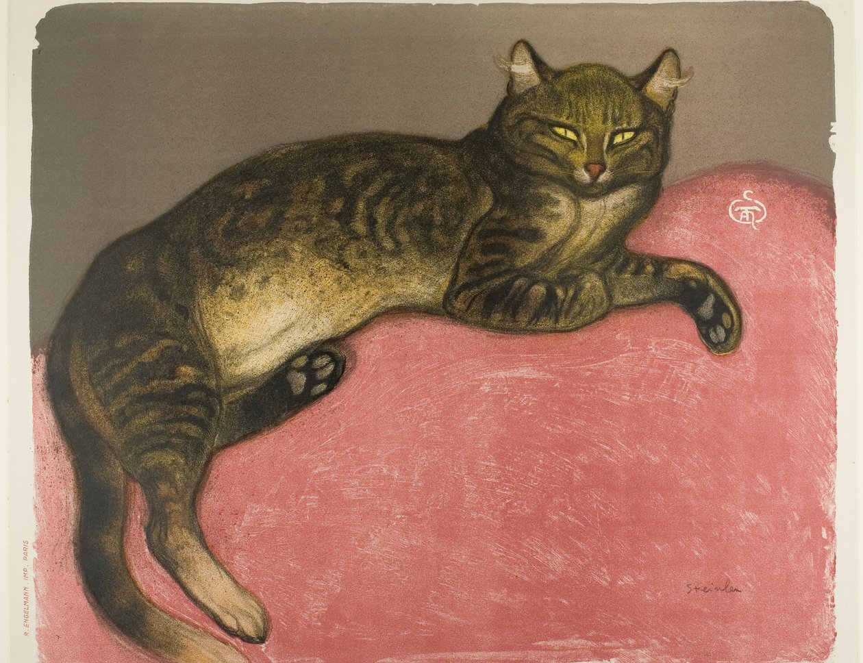 Vinter: Kat på en pude af Théophile Alexandre Pierre Steinlen