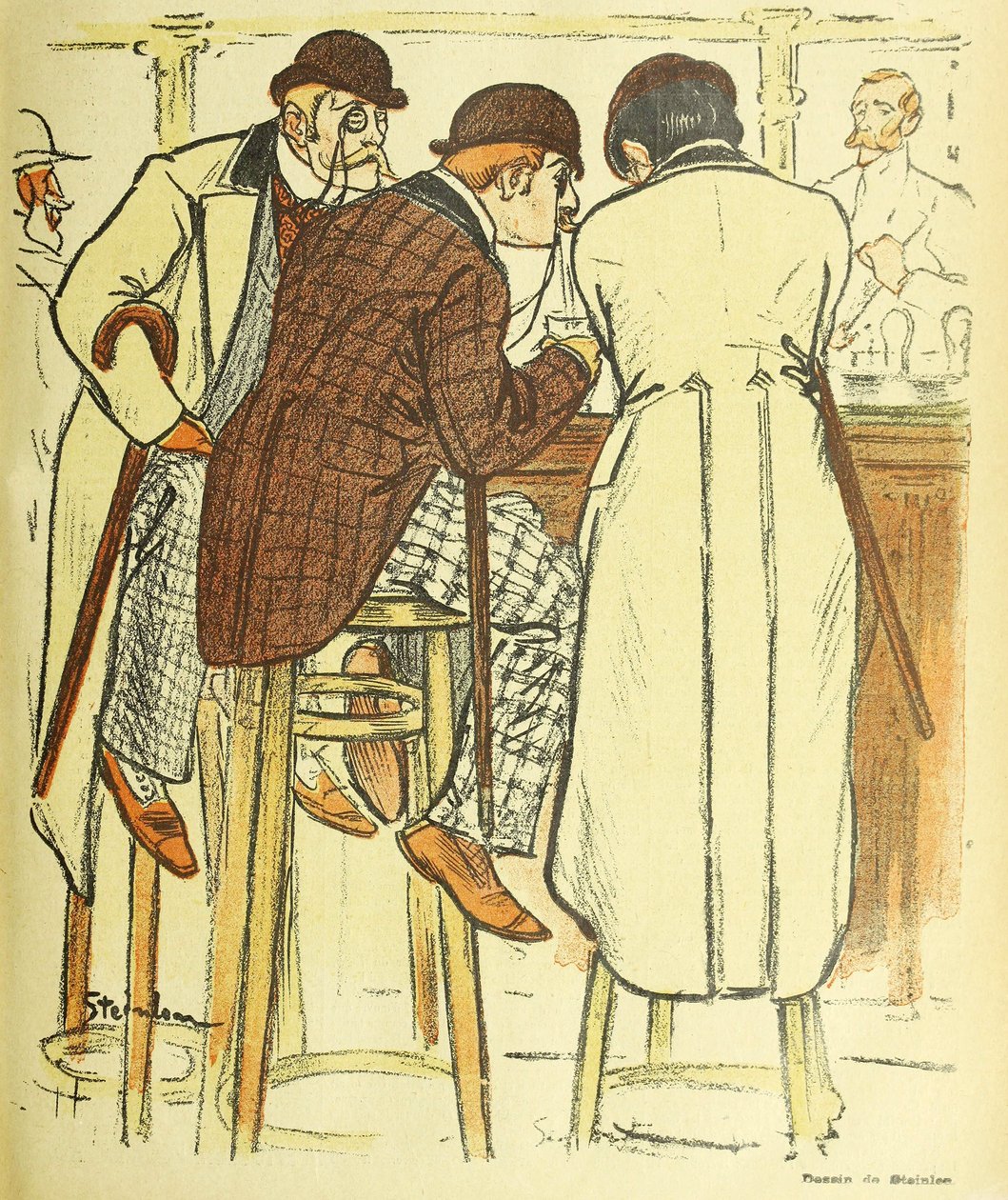 I baren, fra Gil Blas Illustre, pub. 1899 farvelitografi, 1899. af Théophile Alexandre Steinlen