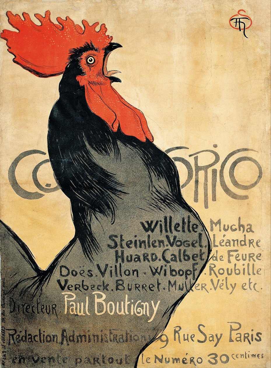 Cocorico plakat af Théophile Alexandre Steinlen
