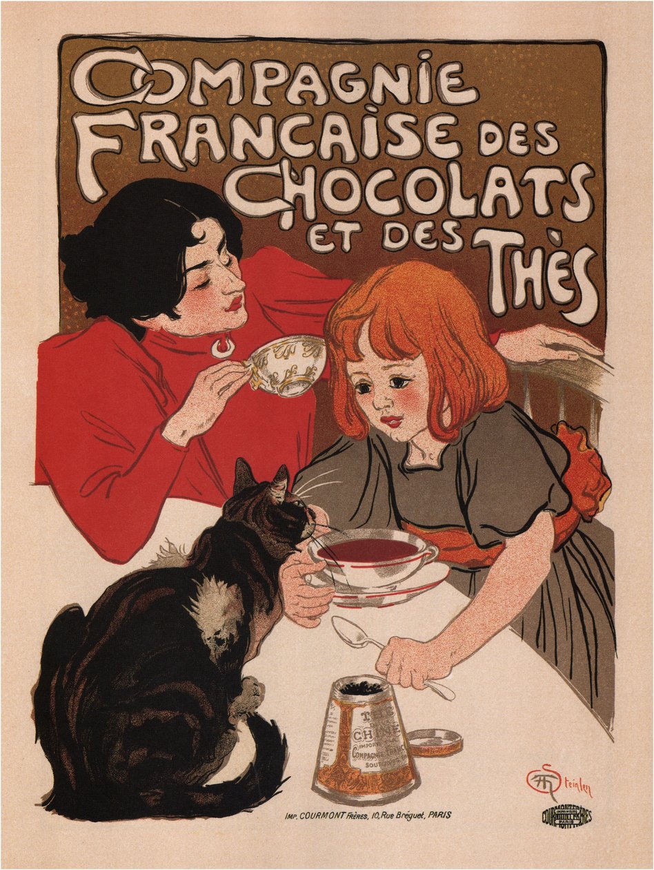 French Chocolate and Tea Company plakat, 1895 af Théophile Alexandre Steinlen