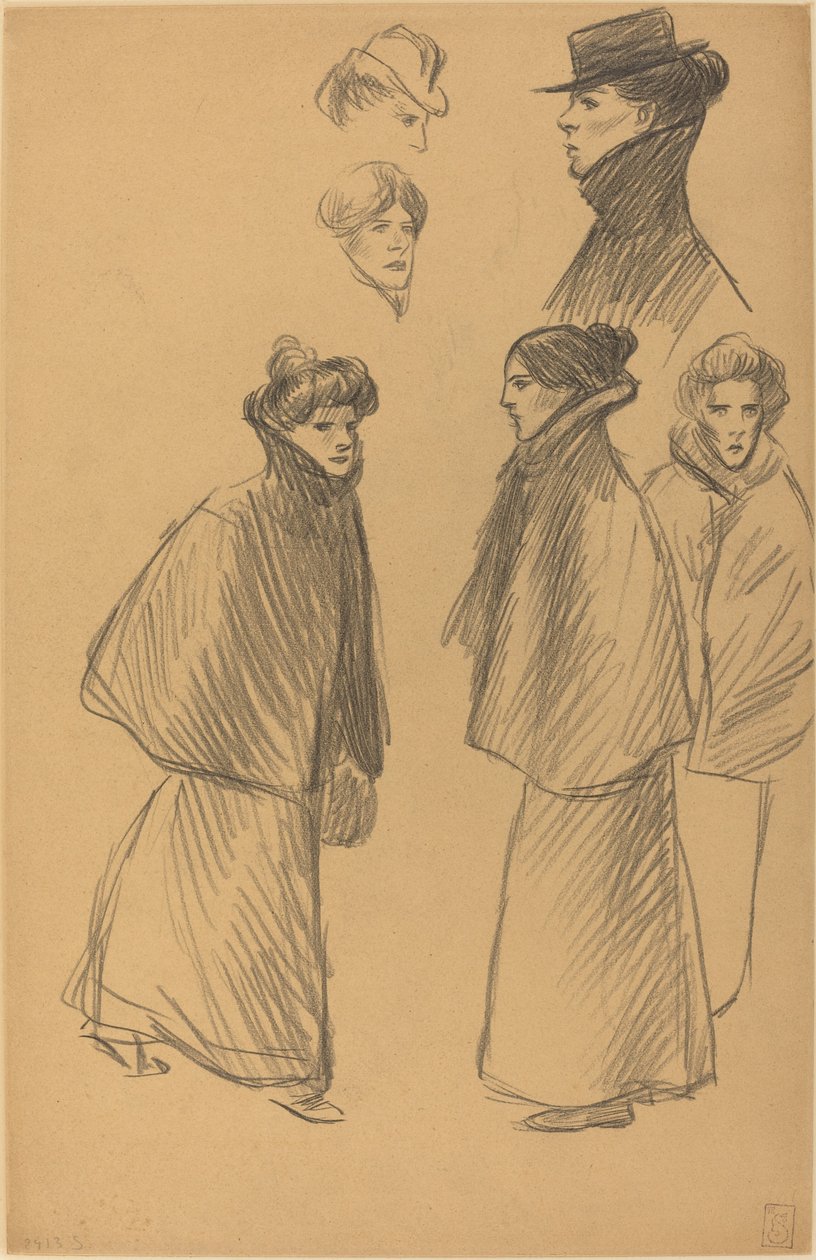 Figurstudier [recto], slutningen af det 19.-begyndelsen af det 20. århundrede. af Théophile Alexandre Steinlen