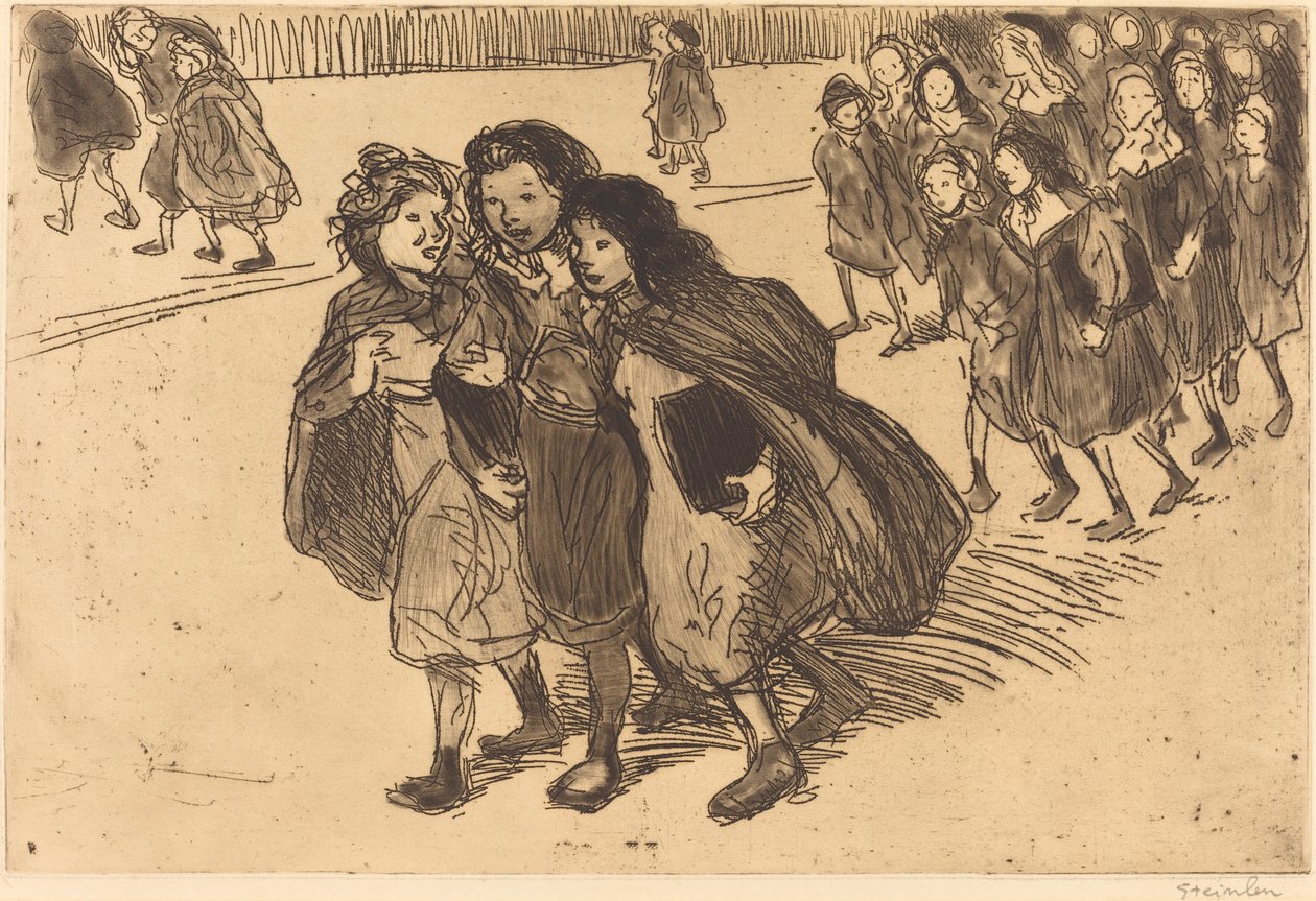 Piger, der kommer fra skolen Piger, der kommer ud af skolen, 1911. af Théophile Alexandre Steinlen
