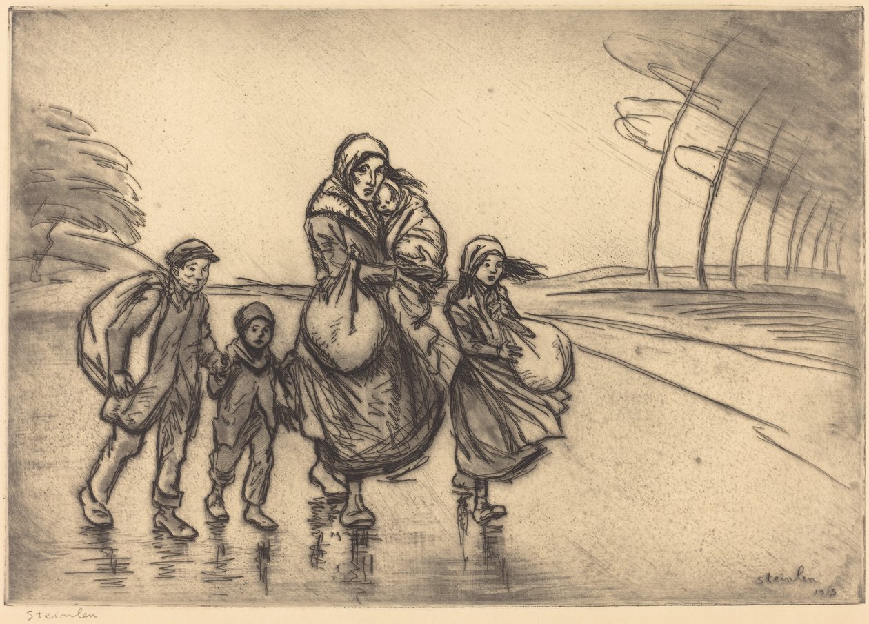 I regnen: mor og børn af Théophile Alexandre Steinlen
