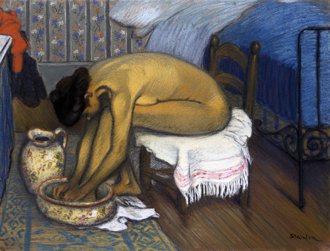 Badet af Steinlen, Theophile Alexandre (1859-1923) af Théophile Alexandre Steinlen