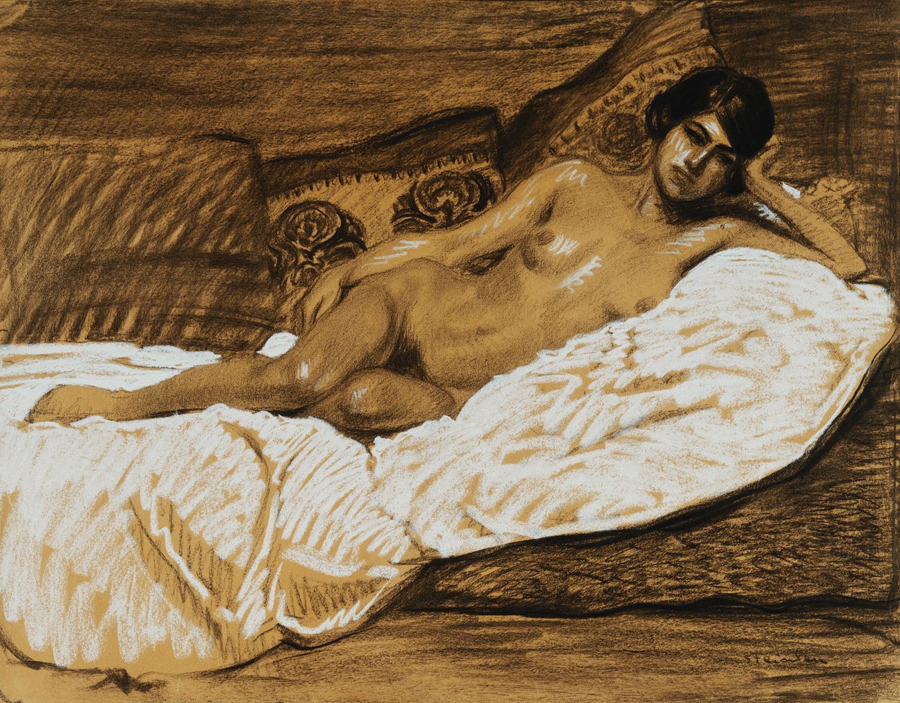 Nøgen udstrakt; Nu Allonge, af Théophile Alexandre Steinlen
