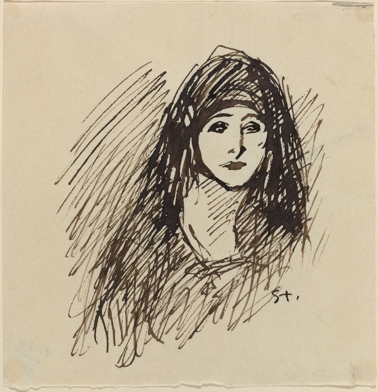 Portræt af kunstnerens hustru, slutningen af det 19.-begyndelsen af det 20. århundrede. af Théophile Alexandre Steinlen