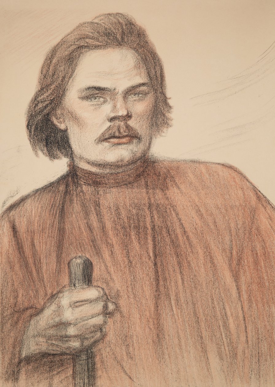 Portræt af forfatteren Maxim Gorky 1868-1939, 1905. af Théophile Alexandre Steinlen