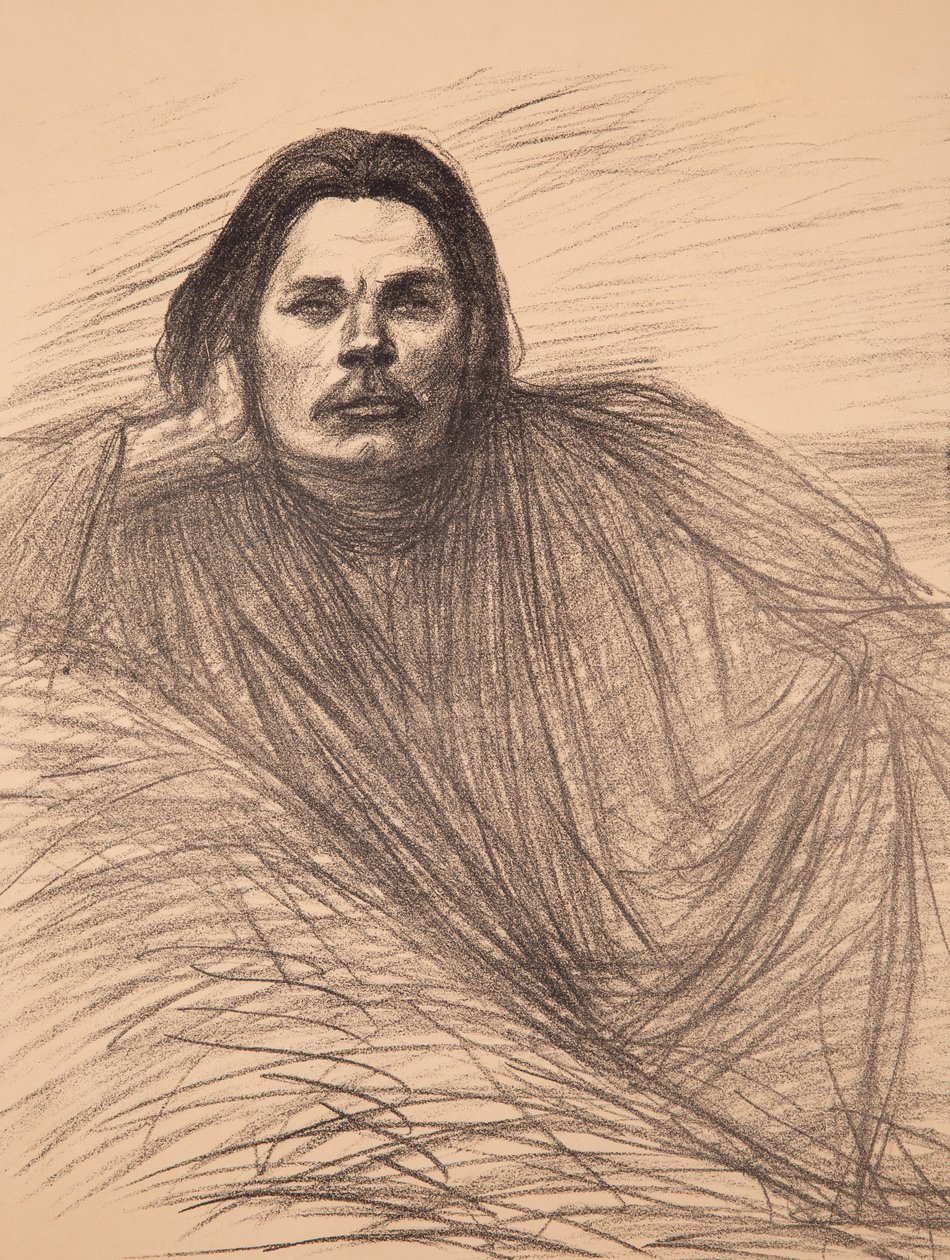 Portræt af forfatteren Maxim Gorky 1868-1939, ca 1894. af Théophile Alexandre Steinlen