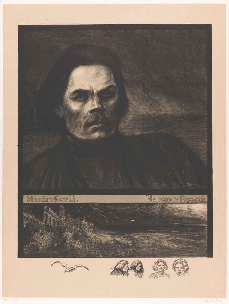Portræt af van Maksim Gorky Maxim Gorky (titel på objekt) af Théophile Alexandre Steinlen