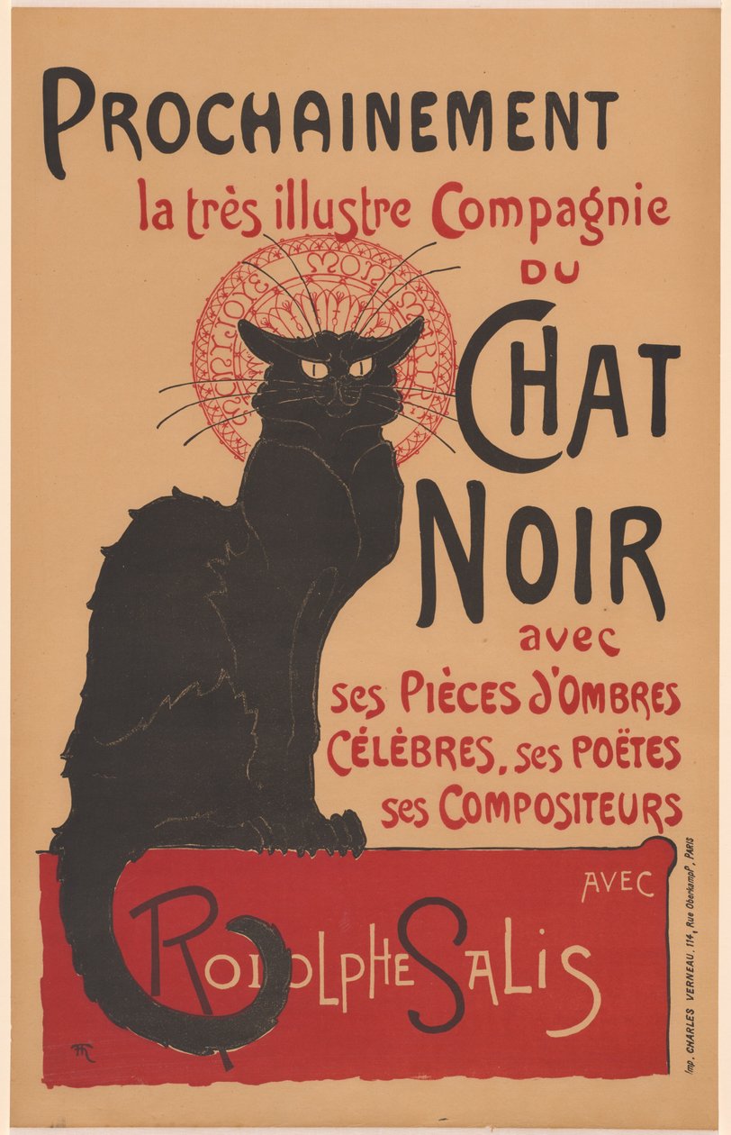 Snart den meget berømte Compagnie du Chat Noir (Plakat for Company of the Black Cat) af Théophile Alexandre Steinlen