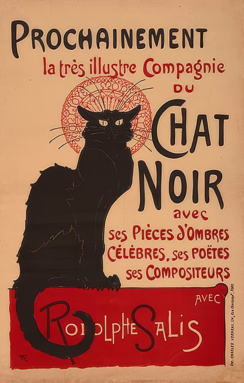 Snart den meget berømte Compagnie du Chat Noir med Rodolphe Salis (2. Fassung). Frankrig, 1896, Imp. Charles Verneau, Paris af Théophile Alexandre Steinlen
