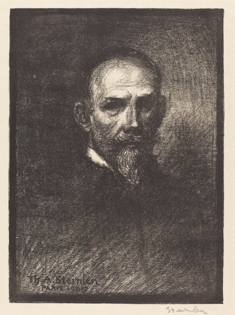 Selvportræt Steinlen forfra, hovedet lige, 1905. af Théophile Alexandre Steinlen
