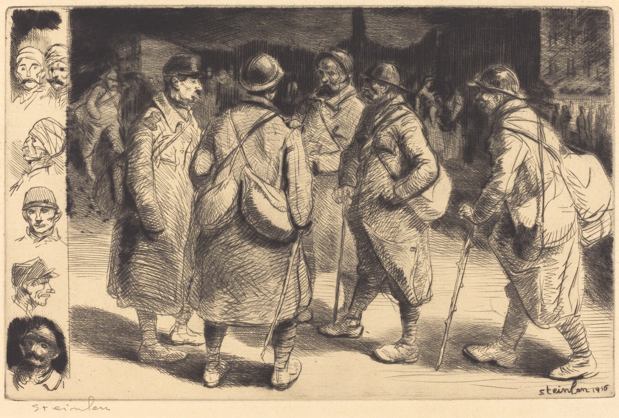 Soldater på orlov - Natscene af Théophile Alexandre Steinlen