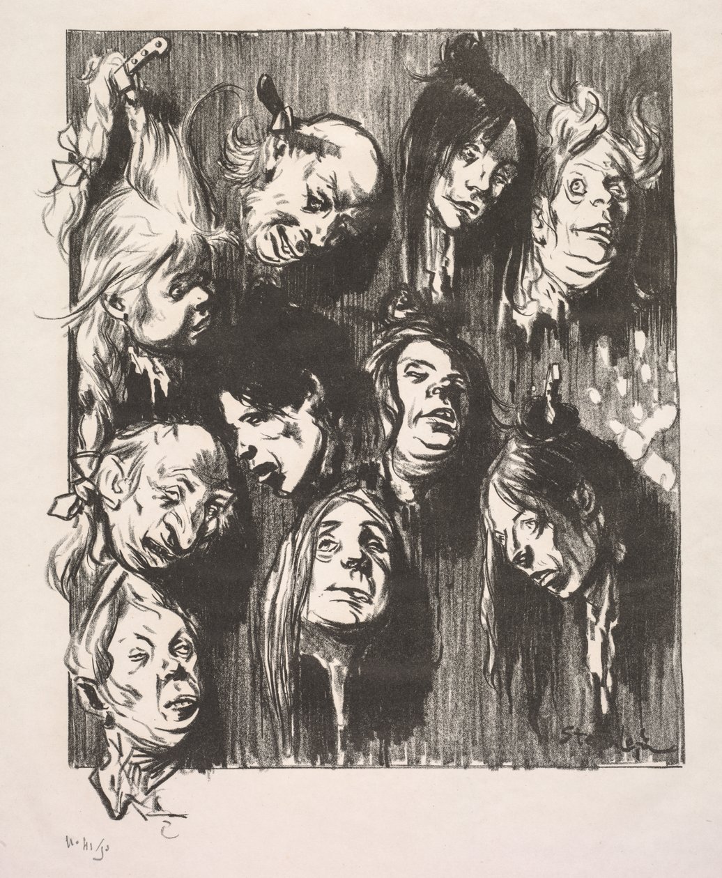 Ti Attentater for en Penny, 1897. af Théophile Alexandre Steinlen
