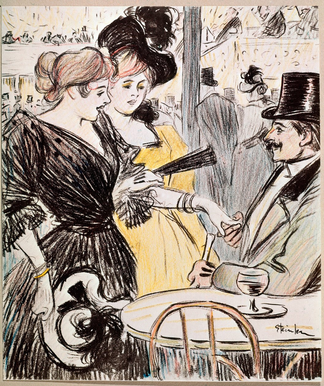 Cafekoncerten. (Tegning, slutningen af det 19. århundrede) af Théophile Alexandre Steinlen