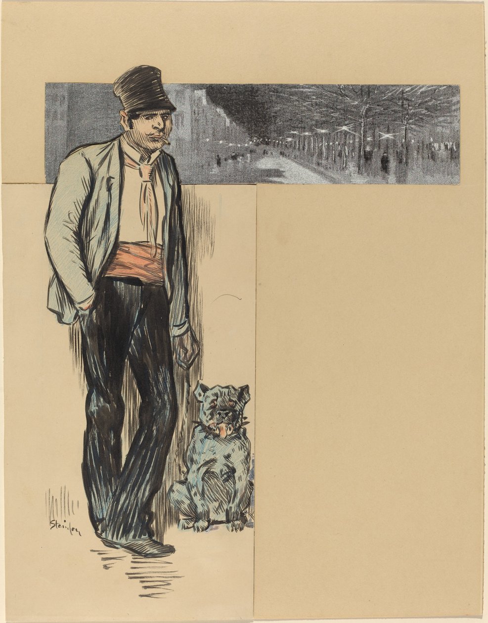 Til landsbyen, slutningen af det 19.-begyndelsen af det 20. århundrede. af Théophile Alexandre Steinlen